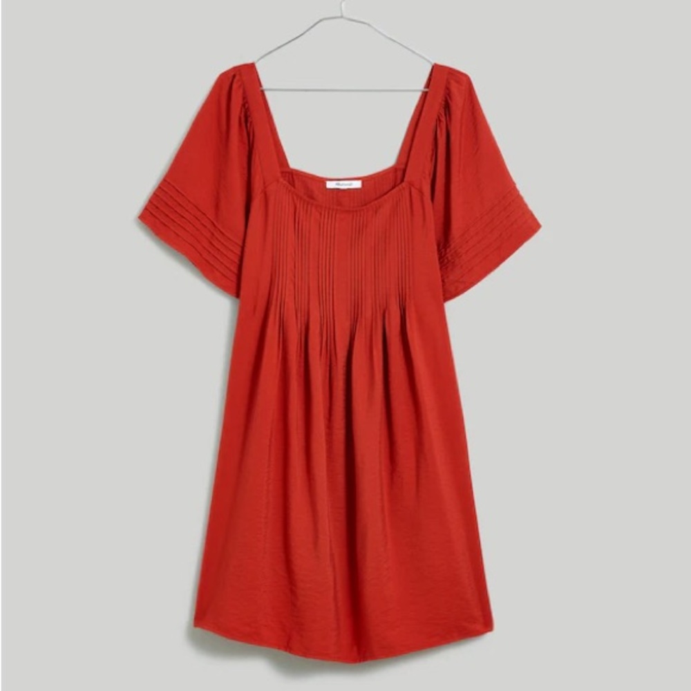 Madewell Red Mini Dress with Pleated Bodice